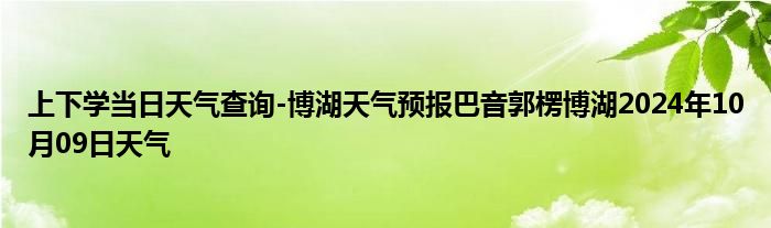 上下学当日天气查询-博湖天气预报巴音郭楞博湖2024年10月09日天气