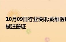 10月09日行业快讯:戴维医疗：新产品医用加热仪获医疗器械注册证