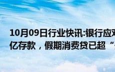 10月09日行业快讯:银行应对银证转账：有分行单日流失40亿存款，假期消费贷已超“开门红”