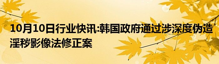 10月10日行业快讯:韩国政府通过涉深度伪造淫秽影像法修正案