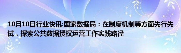 10月10日行业快讯:国家数据局：在制度机制等方面先行先试，探索公共数据授权运营工作实践路径