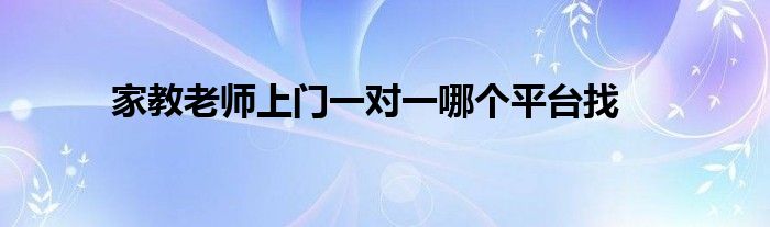 家教老师上门一对一哪个平台找