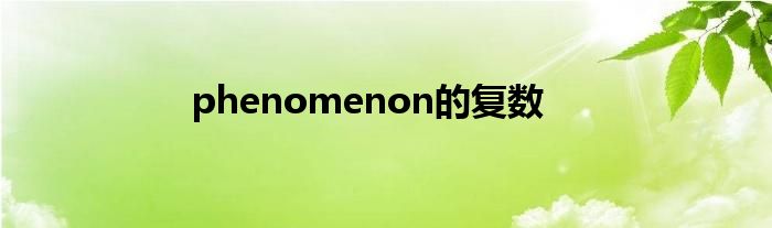 phenomenon的复数