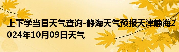 上下学当日天气查询-静海天气预报天津静海2024年10月09日天气