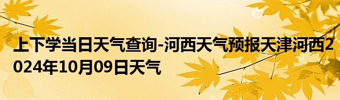 上下学当日天气查询-河西天气预报天津河西2024年10月09日天气