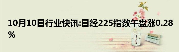 10月10日行业快讯:日经225指数午盘涨0.28%