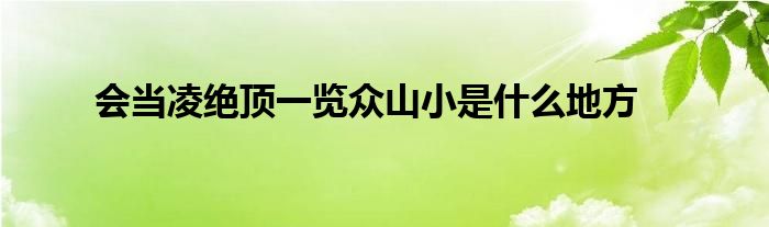 会当凌绝顶一览众山小是什么地方