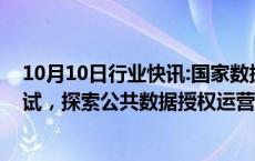 10月10日行业快讯:国家数据局：在制度机制等方面先行先试，探索公共数据授权运营工作实践路径