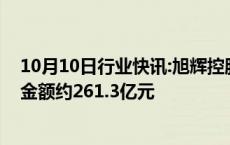 10月10日行业快讯:旭辉控股集团：前三季度累计合同销售金额约261.3亿元