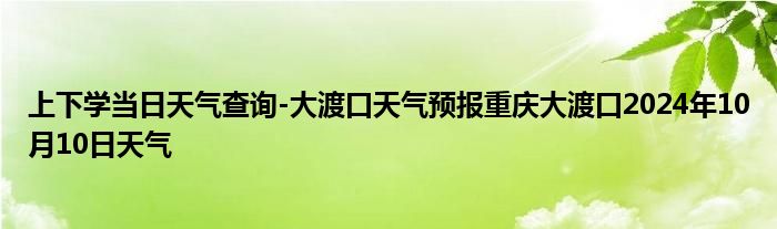 上下学当日天气查询-大渡口天气预报重庆大渡口2024年10月10日天气