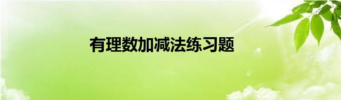 有理数加减法练习题