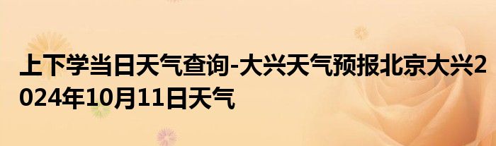 上下学当日天气查询-大兴天气预报北京大兴2024年10月11日天气