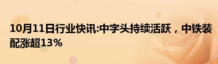 10月11日行业快讯:中字头持续活跃，中铁装配涨超13%