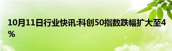 10月11日行业快讯:科创50指数跌幅扩大至4%