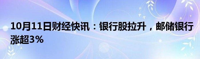 10月11日财经快讯：银行股拉升，邮储银行涨超3%