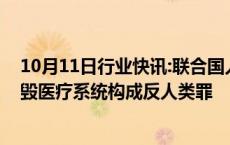 10月11日行业快讯:联合国人权高专：以色列在加沙地带摧毁医疗系统构成反人类罪