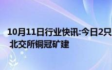 10月11日行业快讯:今日2只新股上市：深交所主板强邦新材 北交所铜冠矿建