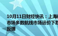 10月11日财经快讯：上海航交所：本周中国出口集装箱运输市场多数航线市场运价下跌，波斯湾航线即期订舱价格小幅反弹