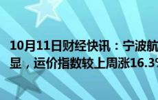 10月11日财经快讯：宁波航交所：本周泰越航线运价涨幅明显，运价指数较上周涨16.3%