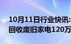 10月11日行业快讯:海南：到2025年底实现回收废旧家电120万台