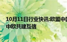 10月11日行业快讯:欧盟中国商会与中国欧盟商会共同呼吁中欧共建互信