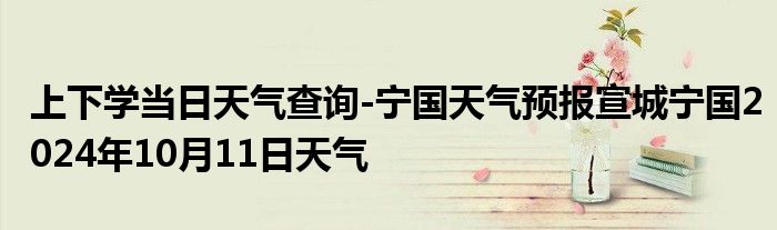 上下学当日天气查询-宁国天气预报宣城宁国2024年10月11日天气