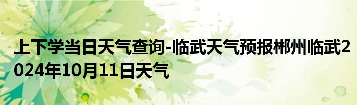 上下学当日天气查询-临武天气预报郴州临武2024年10月11日天气