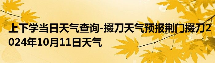 上下学当日天气查询-掇刀天气预报荆门掇刀2024年10月11日天气