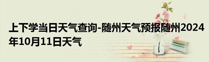 上下学当日天气查询-随州天气预报随州2024年10月11日天气