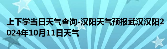 上下学当日天气查询-汉阳天气预报武汉汉阳2024年10月11日天气