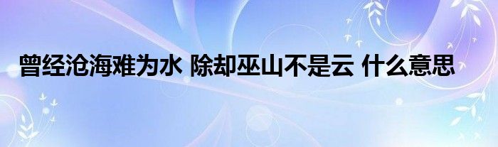 曾经沧海难为水 除却巫山不是云 什么意思