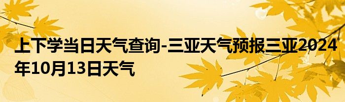 上下学当日天气查询-三亚天气预报三亚2024年10月13日天气