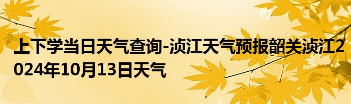 上下学当日天气查询-浈江天气预报韶关浈江2024年10月13日天气