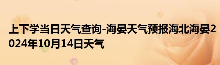 上下学当日天气查询-海晏天气预报海北海晏2024年10月14日天气