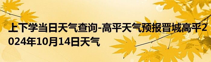 上下学当日天气查询-高平天气预报晋城高平2024年10月14日天气