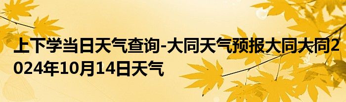 上下学当日天气查询-大同天气预报大同大同2024年10月14日天气