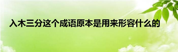 入木三分这个成语原本是用来形容什么的