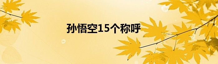 孙悟空15个称呼