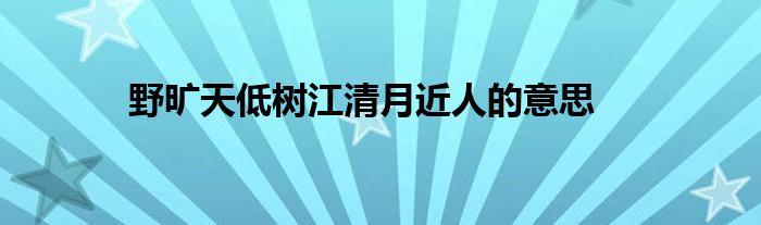 野旷天低树江清月近人的意思