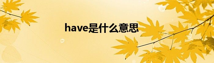 have是什么意思