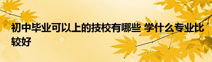 初中毕业可以上的技校有哪些 学什么专业比较好