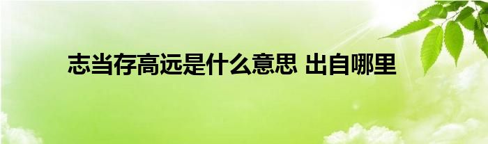 志当存高远是什么意思 出自哪里