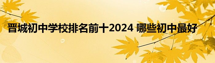 晋城初中学校排名前十2024 哪些初中最好